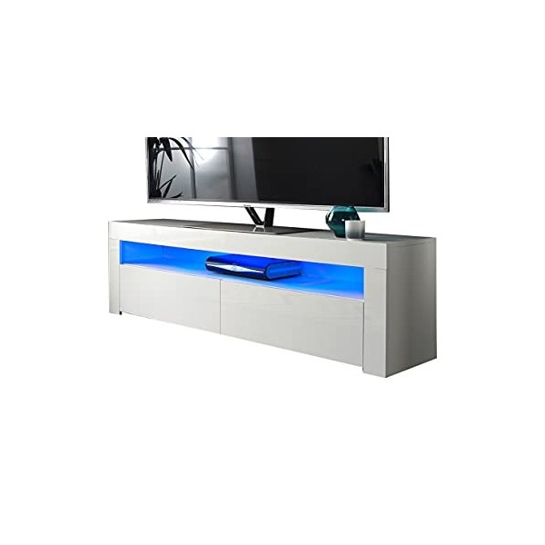 MMT RG1550 Meuble TV Blanc pour TV 40 42 50 55 60 65 Pouces avec LED 155 cm de Large