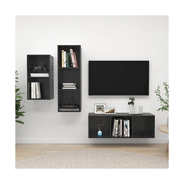 VEEKI Meuble TV, Meuble TV Suspendu, Meuble, Meuble TV avec Rangement，Meuble Industriel, Convient pour Salon ou Chambre, Ense