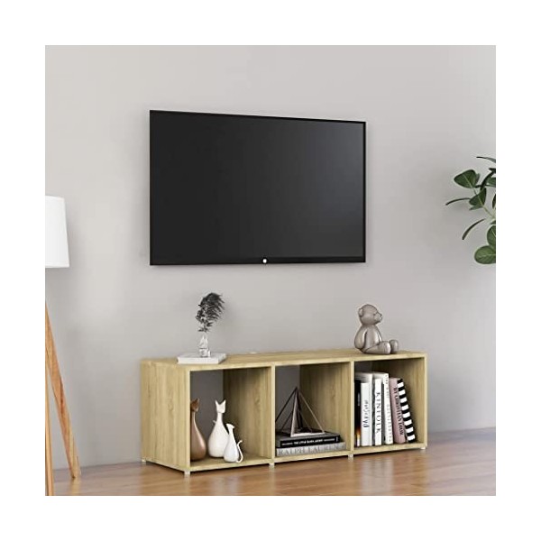 vidaXL Meuble TV aggloméré Couleur chêne Sonoma 107 x 35 x 37 cm