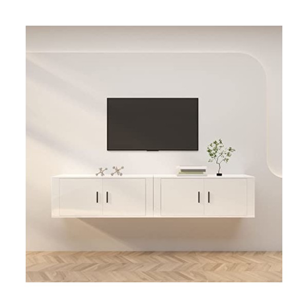 VEEKI Meuble TV, Meuble TV Suspendu, Meuble, Meuble TV avec Rangement，Meuble Industriel, Convient pour Salon ou Chambre, Meub