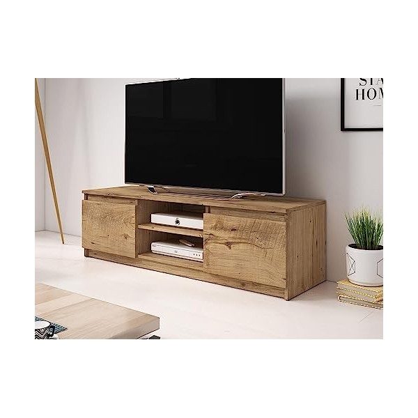 Best Mobilier - Robin - Meuble TV - 120 cm - Style Industriel - Noir/Bois