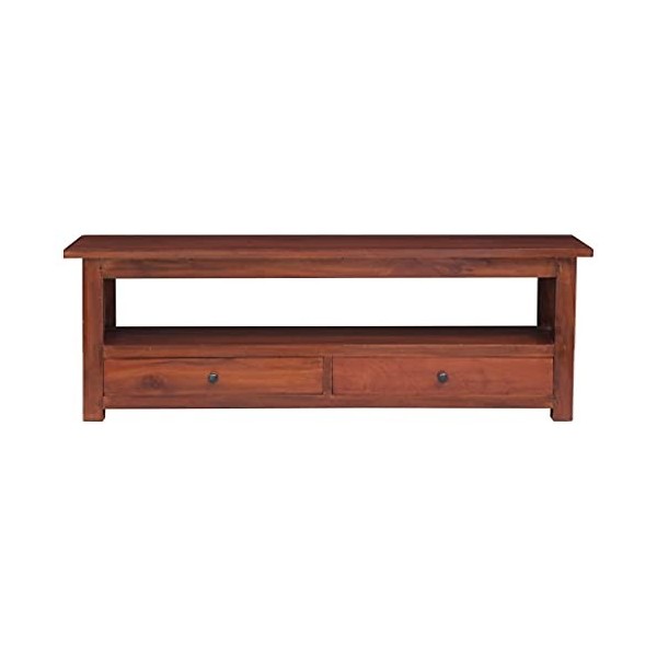 Meuble TV Marron 115x30x40 cm Bois dacajou Massif - Banc TV, Meuble TV Suspendu, Convient pour Salon ou Chambre