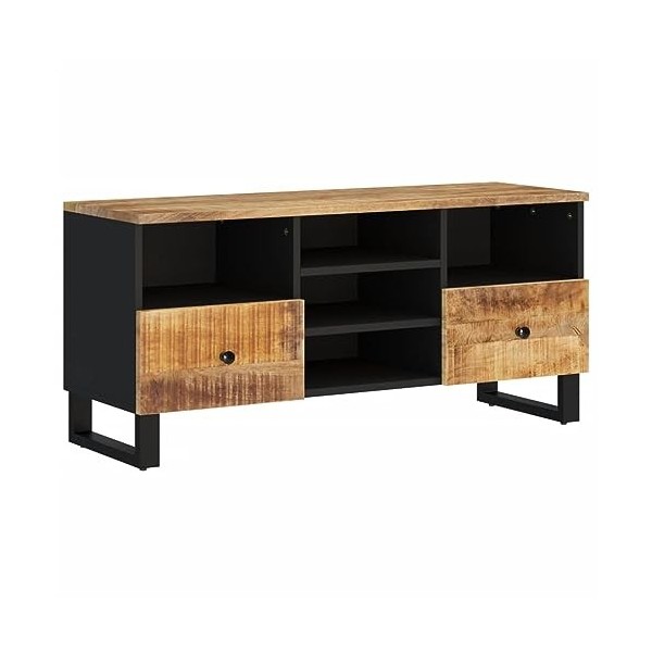 heybb Meuble TV 100x33x46 cm Bois de manguier et dingénierie,Meuble TV,Table Basse Salon Meuble TV,Table Basse LED Couleurs