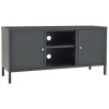 JUNZAI Meuble TV Anthracite 105x35x52 cm Acier et Verre,Meuble TV,Table Basse Salon Meuble TV,Table Basse LED Couleurs
