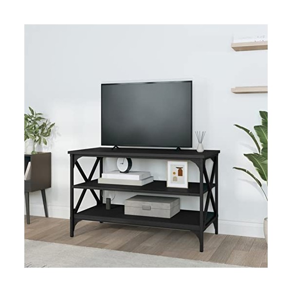 Tidyard Meuble TV de Style Industriel Meuble de Télévision Meuble de Rangement Chêne fumé 60x40x50 cm Bois dingénierie