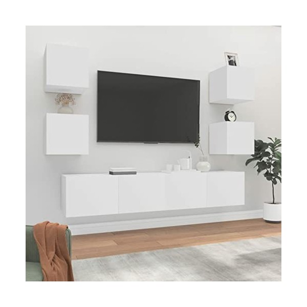 Tidyard Ensemble de Meubles TV Mural de Salon Meuble TV en Bois Armoire Meuble de TV Meuble TV Flottant Bois dingénierie