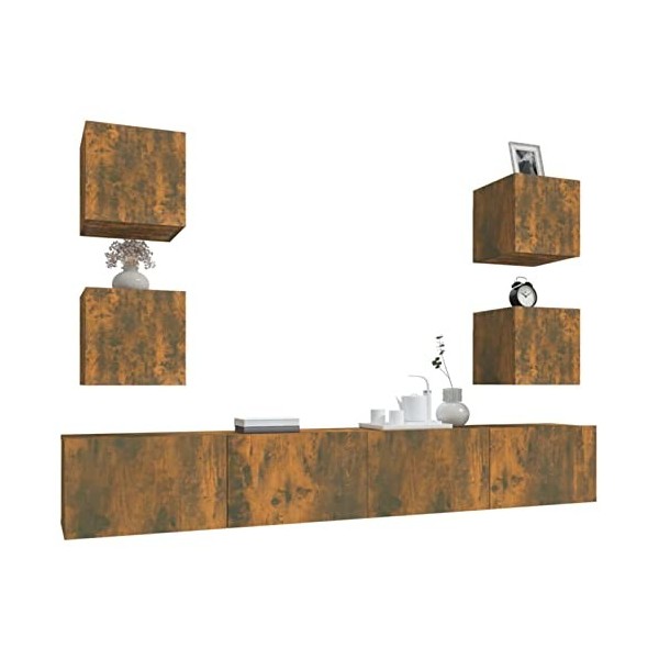 Tidyard Ensemble de Meubles TV Mural de Salon Meuble TV en Bois Armoire Meuble de TV Meuble TV Flottant Bois dingénierie