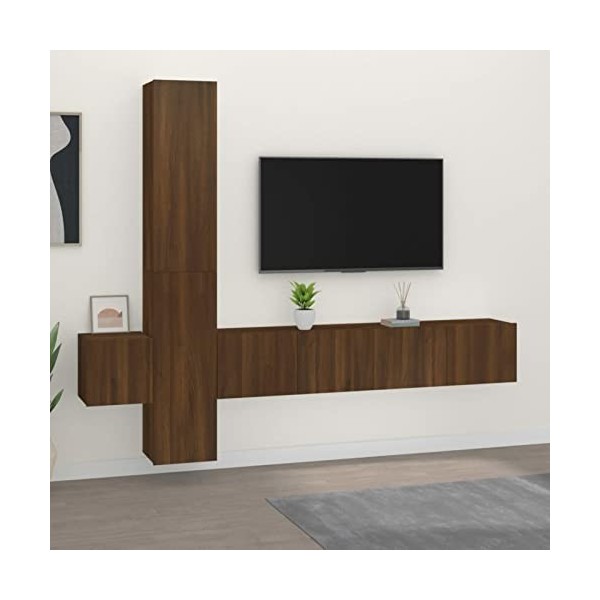 Tidyard Ensemble de Meubles TV Mural de Salon Meuble TV en Bois Armoire Meuble de TV Meuble TV Flottant Bois dingénierie