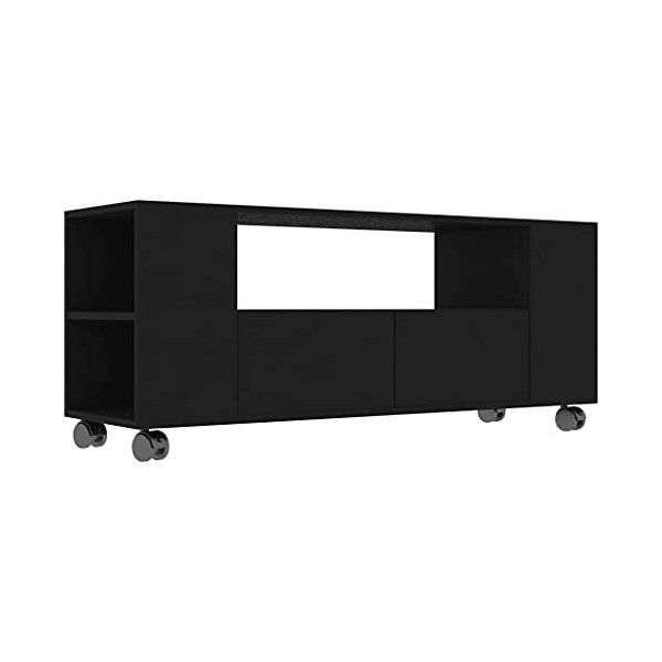 Meuble TV avec 2 tiroirs | Style Scandinave | Rangement matériel télé Audio Video Gaming | 120x35x43cm Noir