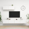 vidaXL 3X Meubles TV Centres de Divertissement Suspendus Muraux Armoires Stéréo Salon Salle de Séjour Maison Intérieur Blanc 