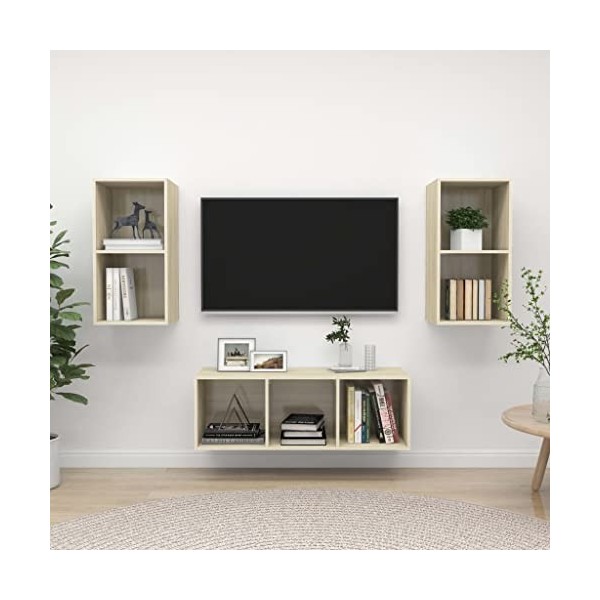 VEEKI Meuble TV, Meuble TV Suspendu, Meuble, Meuble TV avec Rangement,Meuble Industriel, Convient pour Salon ou Chambre, Ense