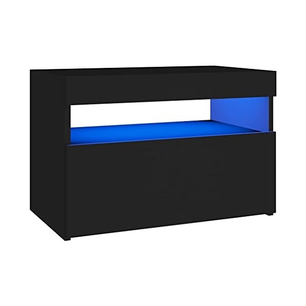 Meuble TV avec éclairage LED Noir 60 x 35 x 40 cm