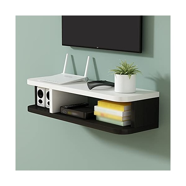 EsEntL Meuble TV Flottant, étagère TV Murale avec 2 rangements Ouverts, Console TV en Bois pour Salon, Salle de Divertissemen