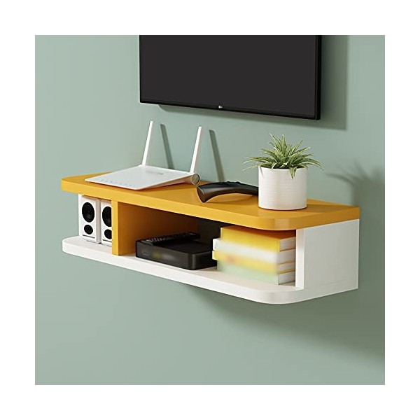 EsEntL Meuble TV Flottant, étagère TV Murale avec 2 rangements Ouverts, Console TV en Bois pour Salon, Salle de Divertissemen