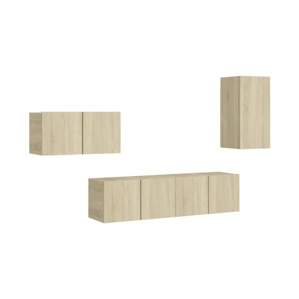 WREWING Meuble TV,Support pour Téléviseur Jusqu’à 50-80 Pouces,Table Télé avec Étagères Réglables,Bas Table TV Support de Tél