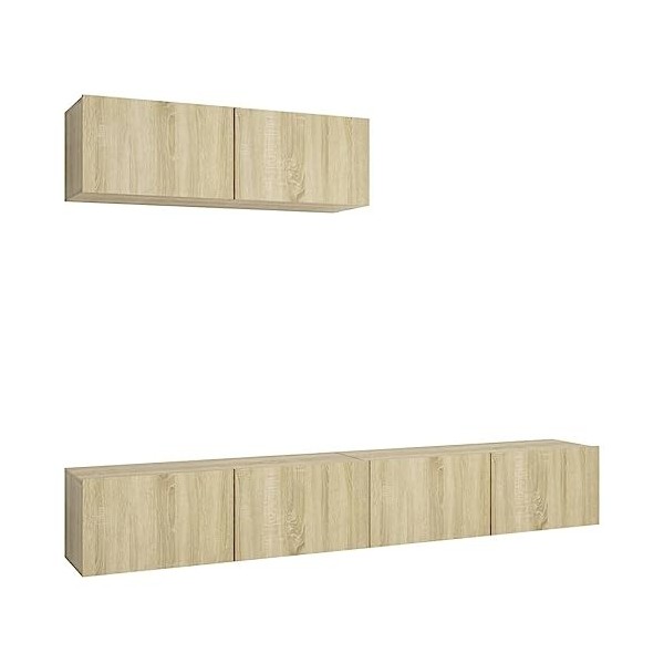 Meubles TV 3 pcs Chêne Sonoma Aggloméré - Meuble TV, Armoire Basse Centre, Support Télé pour Salon Chambre,