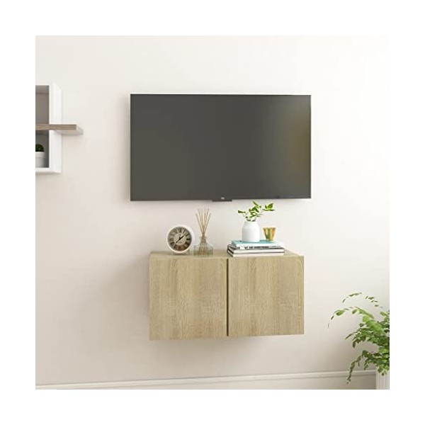 VEEKI Meuble TV, Meuble TV Suspendu, Meuble, Meuble TV avec Rangement，Meuble Industriel, Convient pour Salon ou Chambre, Susp