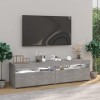 Module TV pour salle à manger, meubles TV avec lumières LED 2 unités Gris béton 75 x 35 x 40 cm Meuble Kit de montage facile