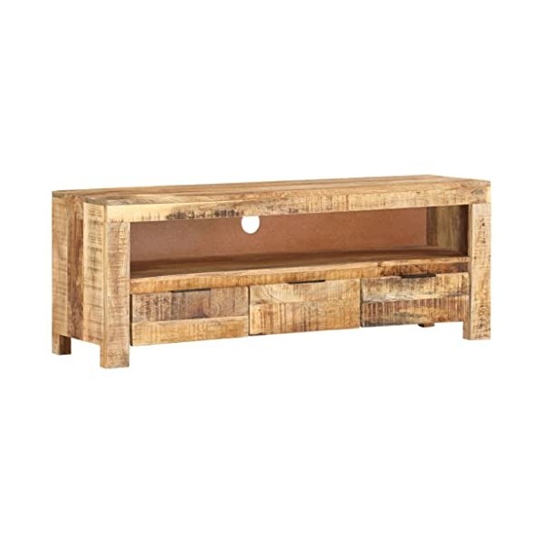 Générique Meuble TV 110x30x40 cm Bois de manguier Brut, 19.8 kg, 338026, Meubles, Meubles TV