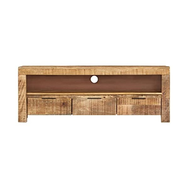 Générique Meuble TV 110x30x40 cm Bois de manguier Brut, 19.8 kg, 338026, Meubles, Meubles TV