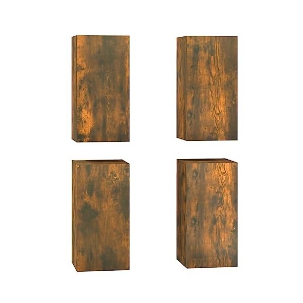 BaraSh Meubles TV 4 pcs Chêne fumé 30,5x30x60 cm Bois dingénierie,Meuble TV,Table Basse Salon Meuble TV,Table Basse LED Coul