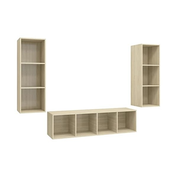 Ensemble de Meuble TV 3 pcs Chêne Sonoma Aggloméré - Armoire Basse Centre de Divertissement Meuble Stéréo Salon Salle de Séjo