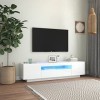 BaraSh Meuble TV avec lumières LED Blanc Brillant 160x35x40 cmMeuble TV,Meuble TV Moderne,Meuble De Salon