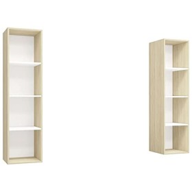 Camerina Meubles TV muraux 2 pcs Blanc et chêne Sonoma Aggloméré,Meuble TV,Meuble TV Moderne,Meuble de Salon