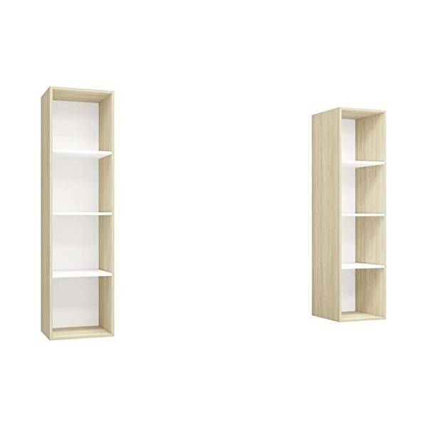 Camerina Meubles TV muraux 2 pcs Blanc et chêne Sonoma Aggloméré,Meuble TV,Meuble TV Moderne,Meuble de Salon