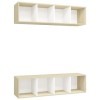ZEYUAN Meubles TV muraux 2 pcs Blanc et chêne Sonoma Aggloméré,Meuble TV,Meuble TV Moderne,Meuble de Salon