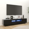 ZEYUAN Meuble TV avec lumières LED Noir 180x35x40 cm,Meuble TV,Meuble TV Moderne,Meuble de Salon
