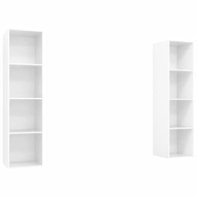JUNZAI Meubles TV muraux 2 pcs Blanc Brillant Aggloméré,Meuble TV,Meuble TV Moderne,Meuble de Salon