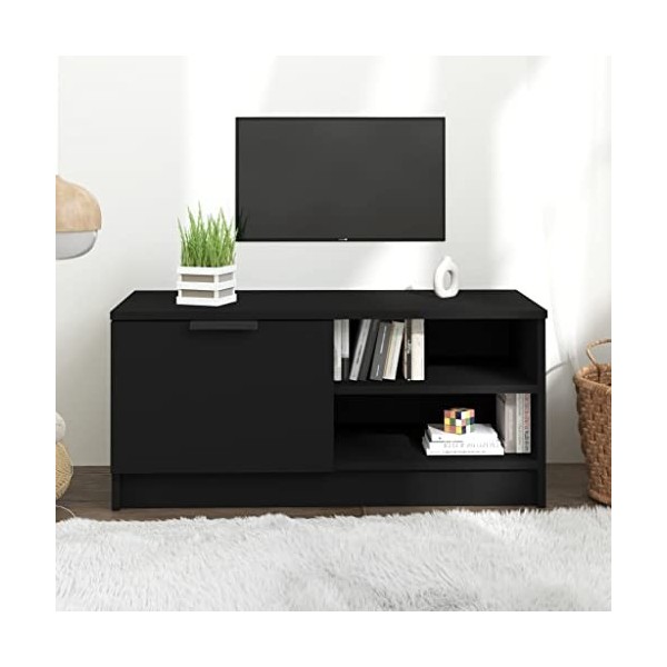 Meuble TV Noir 80x35x36,5 cm Bois dingénierie