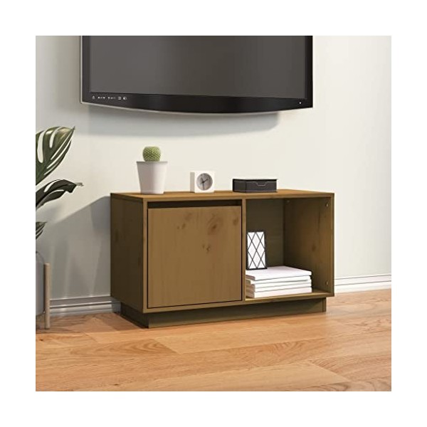 Meuble TV Marron miel 74x35x44 cm Bois de pin massif