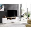 Dmora Meuble TV Etna, Bas, Buffet de Salon pour télévision, 142 x 35 x 44 cm, Blanc et chêne Noeuds, Mélamine