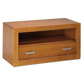 PEGANE Meuble TV&nbsp;en pin Massif Coloris Cerisier -&nbsp;Longueur 100 x Profondeur 55 x Hauteur&nbsp;45&nbsp;cm