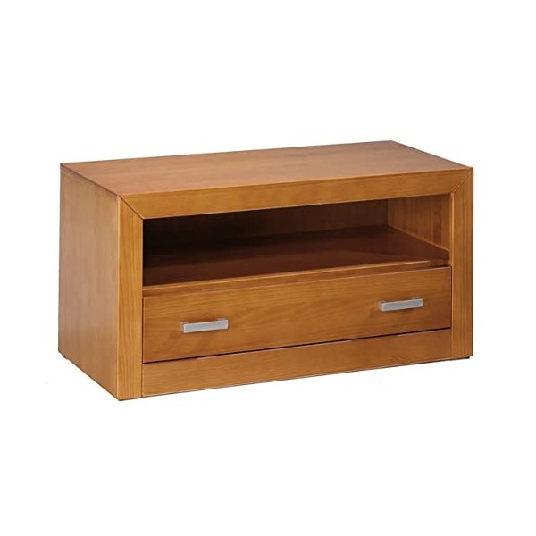 PEGANE Meuble TV&nbsp;en pin Massif Coloris Cerisier -&nbsp;Longueur 100 x Profondeur 55 x Hauteur&nbsp;45&nbsp;cm