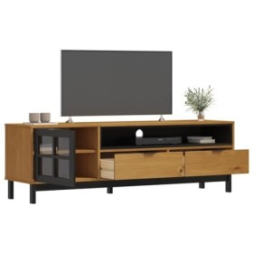 Générique Meuble TV avec Porte vitrée FLAM 158x40x50cm Bois Massif de pin,30.75 KG,357821, Meubles, Meubles TV