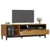 Générique Meuble TV avec Porte vitrée FLAM 158x40x50cm Bois Massif de pin,30.75 KG,357821, Meubles, Meubles TV