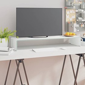 Meuble TV | Style Contemporain | Rangement matériel télé Audio Video Gaming | 90x30x13cm Blanc