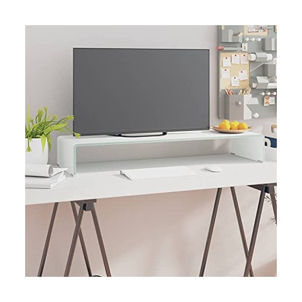 Meuble TV | Style Contemporain | Rangement matériel télé Audio Video Gaming | 90x30x13cm Blanc