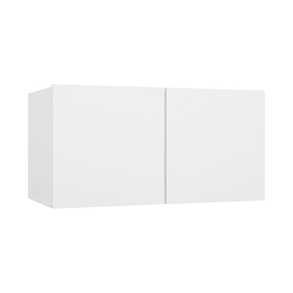 Meuble TV Suspendu Blanc 60x30x30 cm - Meuble télé, Meuble TV Industriel, Meuble Chambre, Convient pour Salon ou Chambre