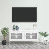Meuble TV avec 2 Portes | Style Contemporain | Rangement matériel télé Audio Video Gaming | 105x35x50cm Blanc