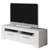 Dmora - Support TV Stamford, Buffet TV salon, Meuble TV avec 2 portes, Buffet bas pour salon, cm 120x42h40, Blanc brillant