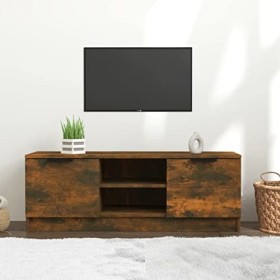 Meuble TV Chêne fumé 102x35x36,5 cm Bois dingénierie