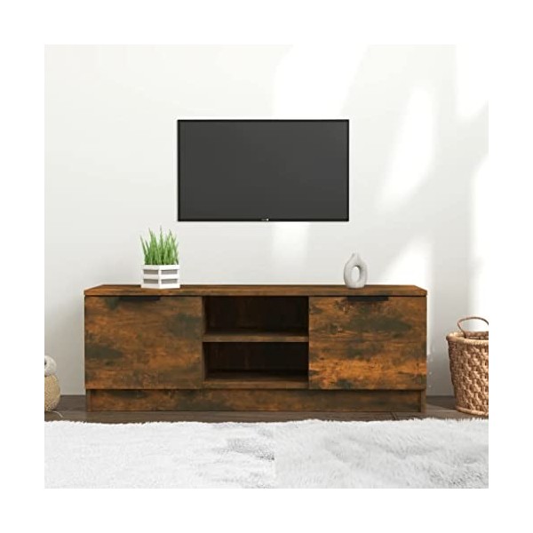 Meuble TV Chêne fumé 102x35x36,5 cm Bois dingénierie