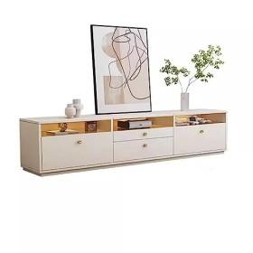 DADHI Meuble TV pour téléviseurs de différents Pouces, Meuble de Base TV dédié, tiroirs de Rangement de Grande capacité, Verr