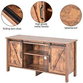 Meuble TV, Support pour Téléviseur Jusqu’à 55 Pouces, Sideboard, Armoire de Cuisine, avec 2 Portes coulissantes, étagères rég