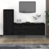 Meubles TV 2 pcs Noir Bois Massif de pin - Meuble TV, Armoire Basse Centre, Support Télé pour Salon Chambre,