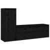 Meubles TV 2 pcs Noir Bois Massif de pin - Meuble TV, Armoire Basse Centre, Support Télé pour Salon Chambre,